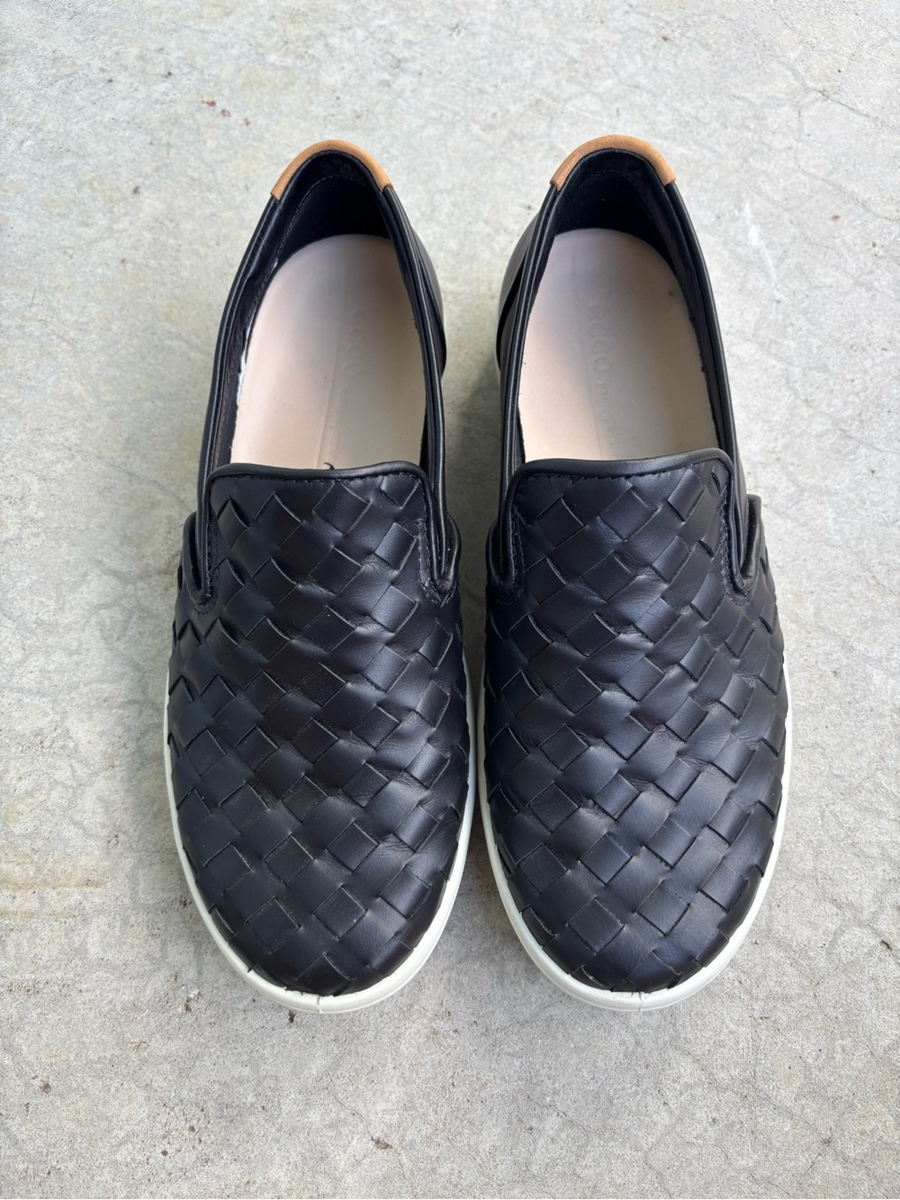 ECCO Soft 7 Woven Slip On Sneakers Black Leather Comfort Shoes Flats Euro 37 - Picture 4 of 10